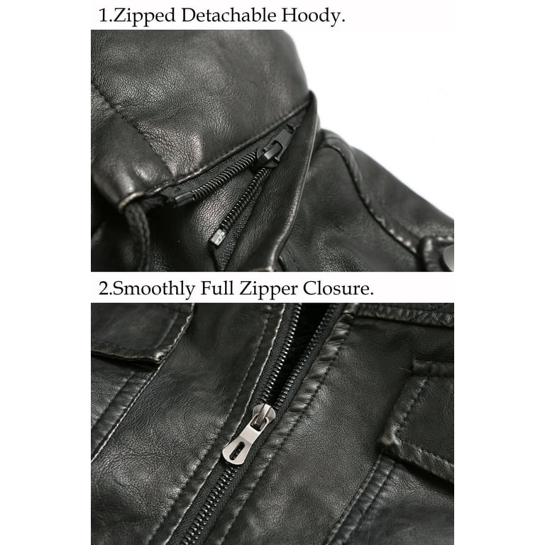 FEDTOSING Men s Leather Jacket and Coats Casual Stand Collar