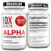 (2 pack) 10X Health Alpha Testosterone Booster with Vitamins for Men, 60 Capsules