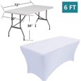 thumbnail image 5 of 2 Pack 6FT Rectangular Spandex Table Cover Four-Way Tight Fitted Stretch Tablecloth Table Cloth for Outdoor Party DJ Tradeshow Banquet Vendor Wedding Celebration (2PC 6FT, White), 5 of 5