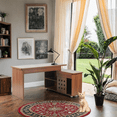 thumbnail image 3 of AuraPet 55.1''L, Walnut Home Office L-Shaped Executive Desk , Height Adjustable Desk with Storage Drawers and Cabinet, 3 of 10