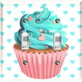 thumbnail image 1 of Metal Light Switch Plate Cover Teal Pink Cupcake Heart Wallpaper CAK031, 1 of 13