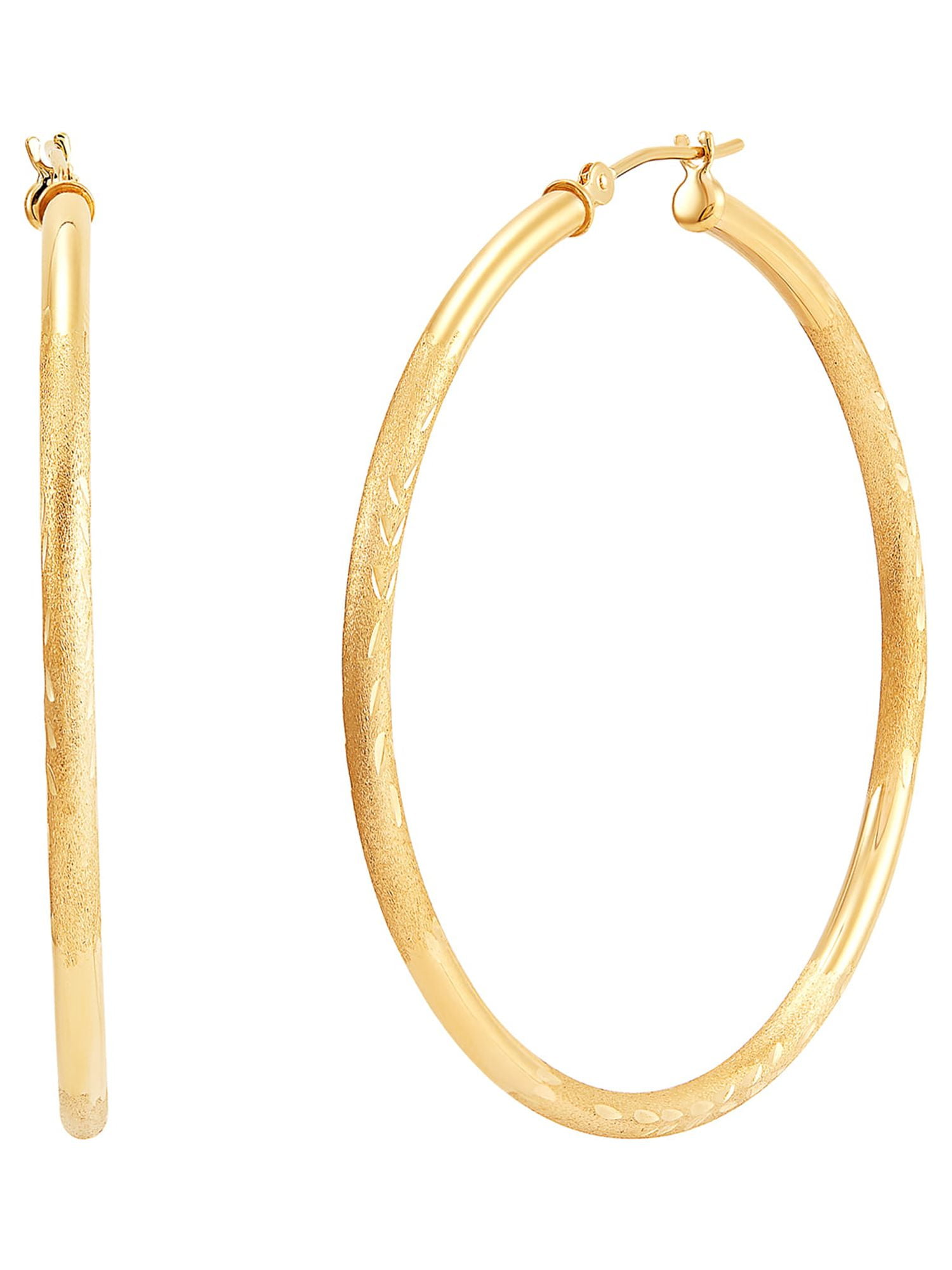 Brilliance Fine Jewelry 10K Yellow Gold 2.3MMx47MM Hollow Round Hoops Earrings