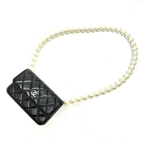 Pre-Owned Chanel CC Mark Chain Wallet Crossbody Bag Long Wallet Shoulder Bag Black
