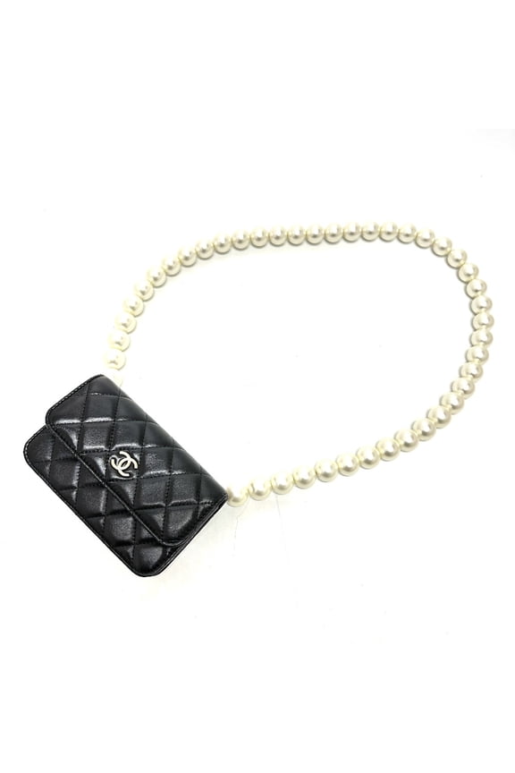 Pre-Owned Chanel CC Mark Chain Wallet Crossbody Bag Long Wallet Shoulder Bag Black