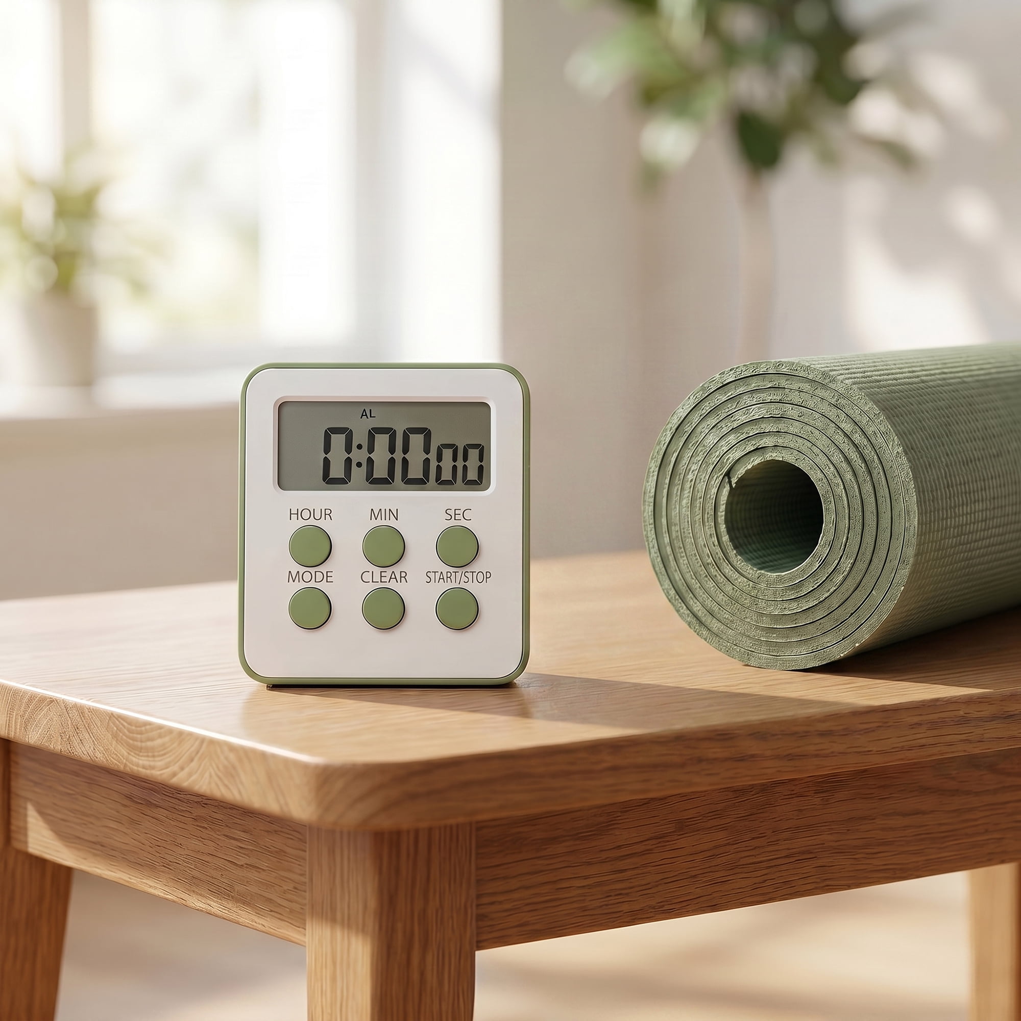 Unique Bargains Loud Alarm Clock Magnetic Backing Stand Cooking Timer Green