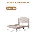 thumbnail image 7 of Wood Platform Bed Frame, Heavy Duty Button Tufted Upholstered Bed Frame with Wingback Headboard, 7 of 7