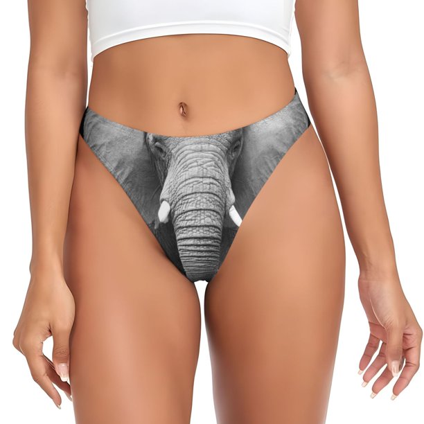 Balery Indian Elephant Tangas de Algodón para Mujer con Estampado – Ropa Interior Sexy, Transpirable, G-string-XX-Large