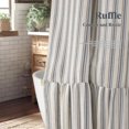 Farmhouse Shower Curtain Ruffle Linen Cream-Grey Stripe 72