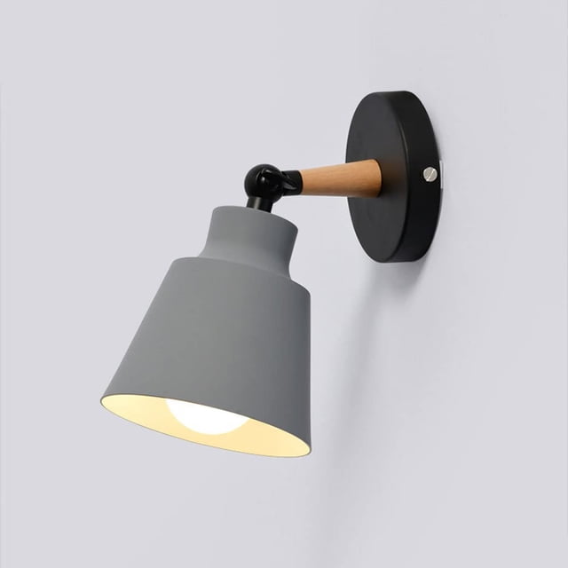 Angle adjustable metal small wall lamp bedroom bed head E27 wall lamp study room bathroom lighting wall, bulb not included, gray