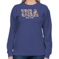 thumbnail image 2 of Smartprints USA Est. 1776 Floral Patriotic Women's Sweatshirt, Purple, 5XL, 2 of 3