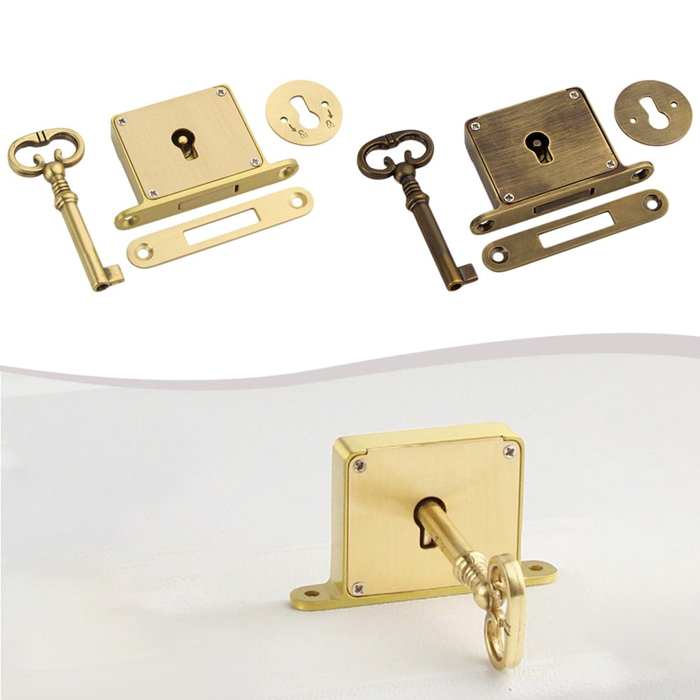 RichLink Vintage Brass Drawer Lock for Durable Antique Style Cabinet Hardware for Smooth,Gold