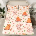 thumbnail image 2 of Homewish Cartoon Animal Cypabara Twin Sheet Sets,Cute Axolotl Twin Fitted Sheet,Pink Cherry Blossom Flat Sheet For Girs Teens,Breathable Home Decor,3-Piece, 2 of 7