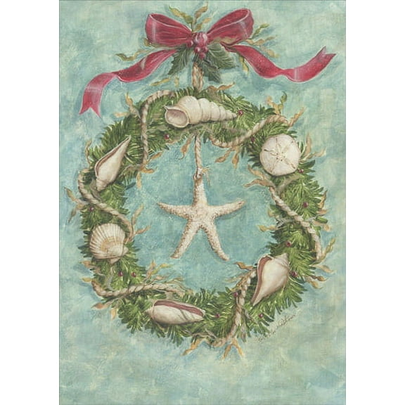 LPG Greetings Coastal Wreath Warm Weather Christmas Card (1 card/1 envelope)
