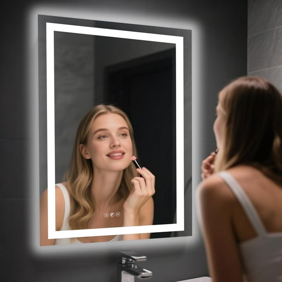 BALUXCA 24"X32" LED Bathroom Mirror with Radar body sensing,Front&Back Lights, Anti-Fog, Dimmable, 3-Color Memory Function,HD Tempered Glass UL-Listed Driver