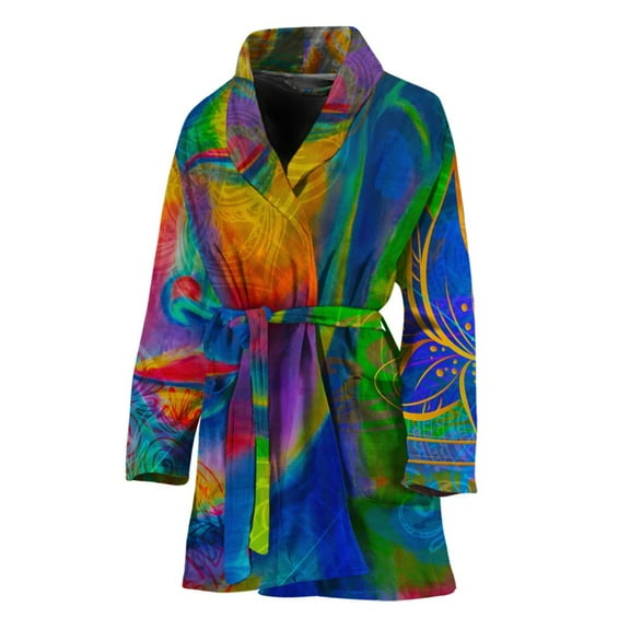 Colorful Buddha Women Bathrobe One Size Univeral Fits Fashion Lightweight Plush Fleece Long Robe For Women
