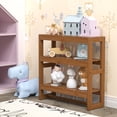 thumbnail image 5 of Bambloom Over The Toilet Storage Bathroom Shelves,Wall Mounted 3 Tier Space Saver Corner Shelf Organizer,Bamboo Towel Rack Toilet Paper Cabinet with Hanging Rod,Walnut, 5 of 7