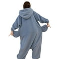 thumbnail image 6 of Women's Pajamas Jumpsuit Long Sleeve Hooded Fleece Button Wide Leg Homewear for Party Blue 2XL, 6 of 6