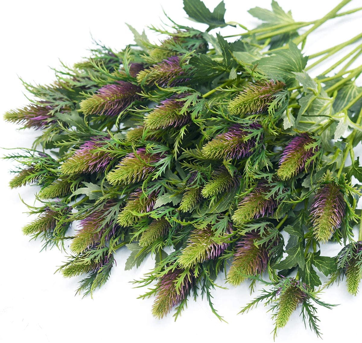 Viworld Real Size Artificial Thistle Flowers Real Touch 8 Stems Rustic Purple Thistle Decor Spray Eryngium | Sea Holly for Wedding Bouquet Centerpiece 26 inches