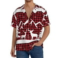 thumbnail image 3 of Naloa Christmas Buffalo Plaid Men's Loose Fit Cuban Collar Short-Sleeve Shirt with Button-down and Chest Pocket for Everyday Wear Outings - 4X-Large, 3 of 7