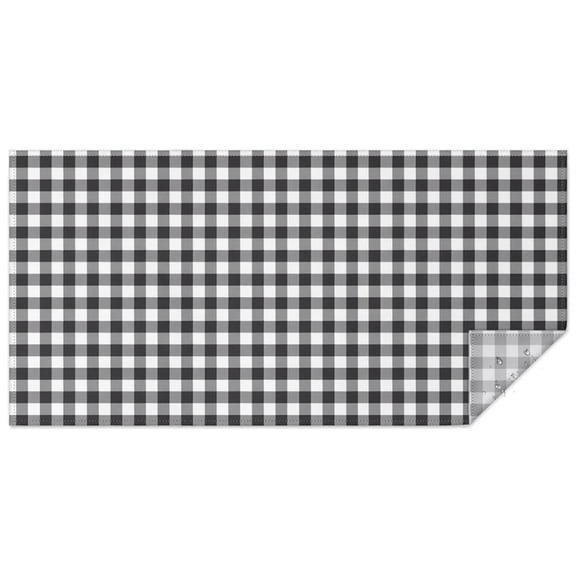 Black White Gingham Checkered Pattern Rectangle Tablecloth 60"x120",Waterproof Polyester Rectangle Table Cloth, Wipeable Spillproof Polyester Tablecloth for Dining, Camping, Indoor and Outdoor