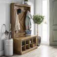 thumbnail image 6 of Pemberly Row Entryway Bench Hall Tree withShoe Storage in Rustic Oak, 6 of 8