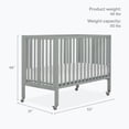thumbnail image 3 of Dream On Me Quinn Full-Size Folding Crib, Removable Wheels, Modern Nursey, Adjustable Mattress Support, Patent Folding System in Cool Gray, 3 of 9