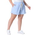 thumbnail image 4 of Agnes Orinda Women's Plus Size Boxer Shorts Ruffle Shorts Elastic Waist Drawstring Summer Casual Lounge Cute Short with Pocket 4X Light Blue, 4 of 6