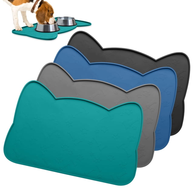 Alfombrilla de silicona IYYI para gatos y perros, color verde azul+M, impermeable