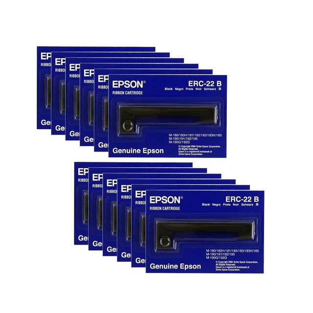 Cartucho de cinta Epson ERC-22B negro, paquete de 12 unidades para M-180, M-181