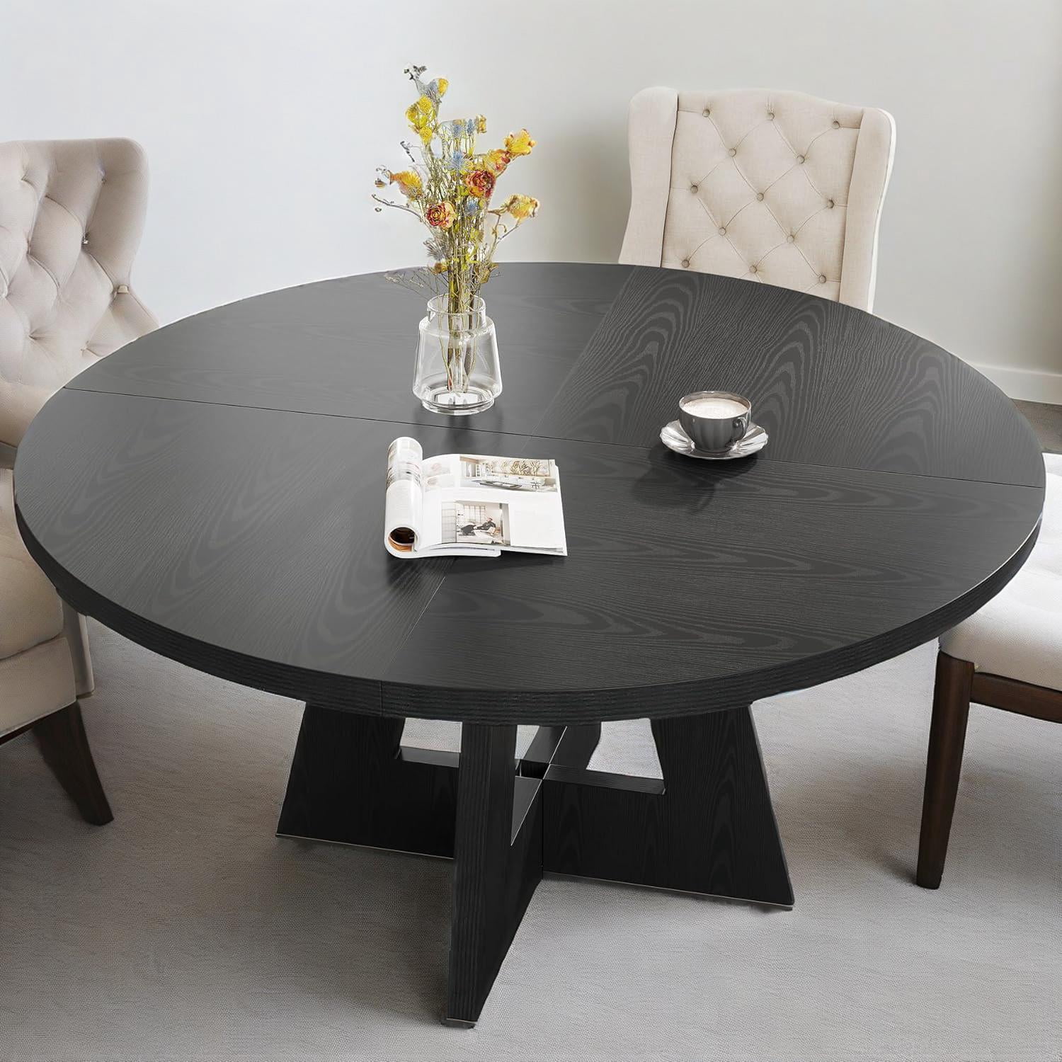 Round Dining Table 47 in, Seats 4-6, MDF Top, Pedestal Base