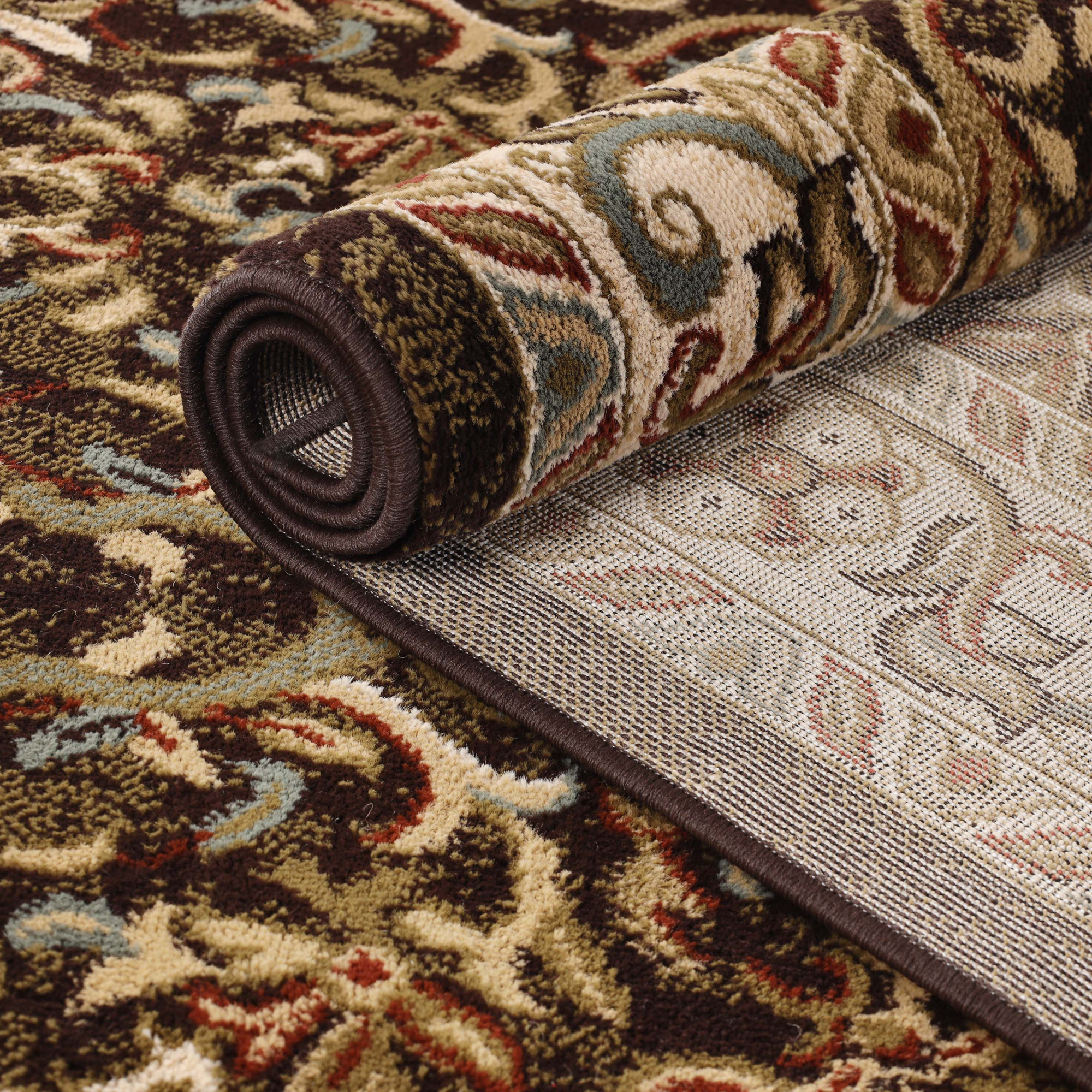 BNM Floral Scroll Vines Indoor Area Rug, 8' x 10', Mocha
