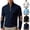 #02 Navy, variant on Mens Slim Fit Quarter Zip Pullover, Lightweight Mock Neck Casual Ribbed Knit Sweatshirt with Elbow Patches Long Sleeve Tops, #02 Light Blue, L