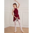 thumbnail image 3 of iiniim Kids Girls Halter Lace Printed Leotard Gymnastic Figure Ice Skating Ballet Dance Dress Size 6-16 Burgundy 16, 3 of 7