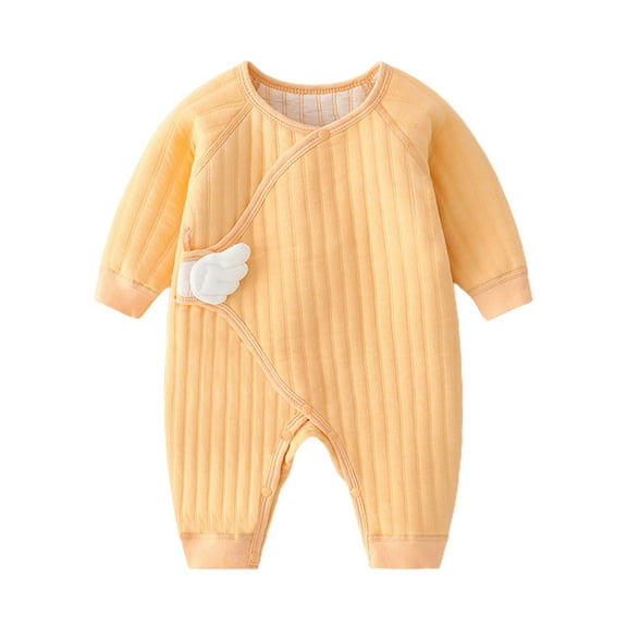 Zwiiyzr Infant Baby Girl Boy One Piece Outfit Thin Cotton Jumpsuit Warm Long Sleeve Cotton Romper Baby Clothes Orange