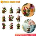 thumbnail image 2 of Nuevo estilo, adornos navideños planos acrílicos de Grinch de piel verde, decoración colgante, regalo, colgante para árbol de Navidad, suministros para fiestas, 2 of 3