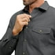 thumbnail image 3 of Blusa y camisa de manga larga con cuello vuelto para hombre, informal, lisa, con botones y bolsillo, de poliéster, 3 of 4