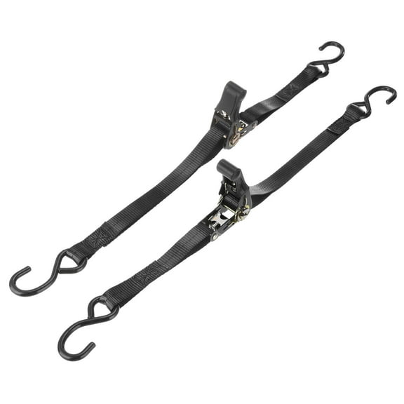 Boat Trailer Transom Tie Down Straps 1"x3.3', 1763lbs Ratchet Adjustable Straps with S Hook, Black