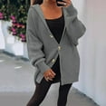 thumbnail image 4 of Vedolay Women's Fall Tops Women's Lapel Collar Single Long Sleeve Crop Top Casual Jacket,Gray L, 4 of 5