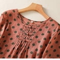 thumbnail image 4 of Qulqfy Casual Summer Shirts for Women Short Sleeve Crew Neck Polka Dot Cotton Linen Button Down Spring Red Tie Women's Summer Tops M, 4 of 9