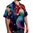 thumbnail image 2 of Mermaid Men's Short Sleeve Beach Shirts, Hawaiian Printed Button Down Summer Casual Unisex Men's Shirts, 2 of 6