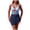 Blue, variant on BOBOGOJP Women's Mesh One Piece Swimdress Swimsuit Tummy Control V Neck U Ring Bathing Suit Drawstring Sarong Swimwear Coffee for Size S