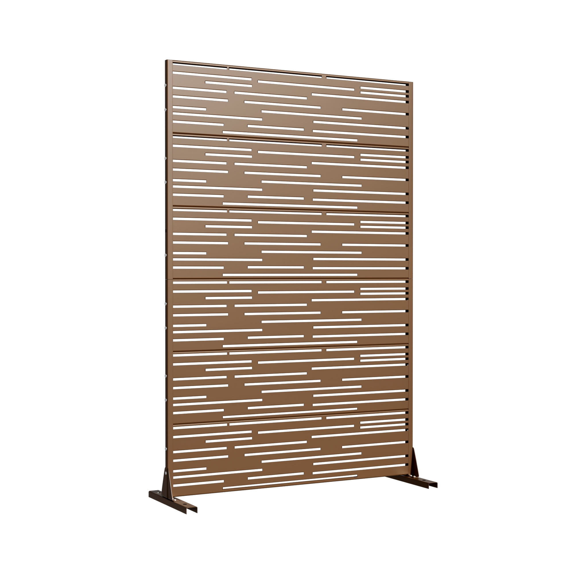 MAYEERTY 72 × 47in Outdoor Privacy Screen with Stand Metal Balcony Decorative Screen, Brown