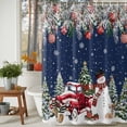 thumbnail image 3 of Shower Curtain 72"W x 84"L Snowman Christmas Trees Pine Leaves Blue Fabric Shower Curtains Set with Hooks Water Repellent Bathroom Curtains Machine Washable Bathroom Accessories, 3 of 9