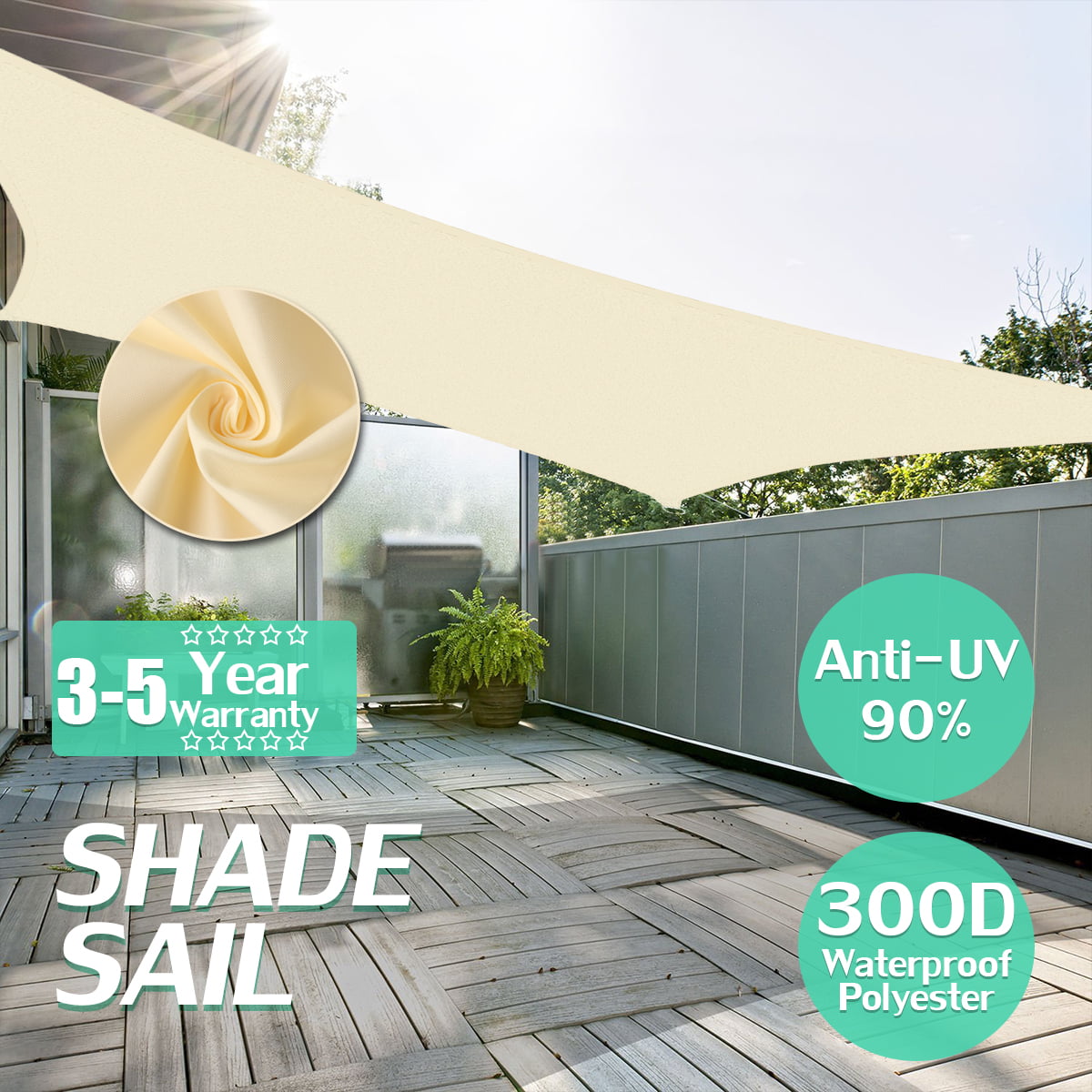 DSGYYK Rectangle Sun Shade Sail UV Block for Outdoor Patio Garden Facility and Activities 300D Polyester Oxford Fabric Shade Sail Sun 