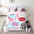 thumbnail image 2 of Erosebridal Guitar Piano Bedding Sets King Size,Red Lips Bed in a Bag King size,Music Theme Bedding King Size,Lightweight Dreamy Bedroom Decorative,Reversible,7-Piece, 2 of 6