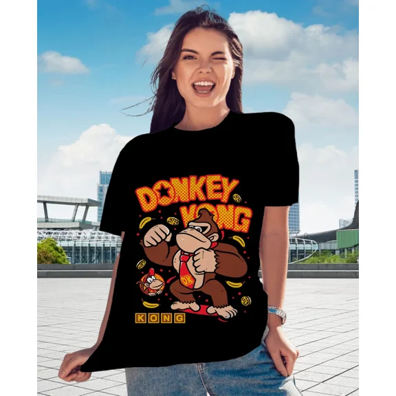 Reprint Rare Anime Donkeykong Black T Shirt Size S - 5XL