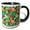 Black/White, variant on 3drose, Summer Fun Tropical Watercolor Hibiscus and Palm Leaves Pattern, 15oz Mug