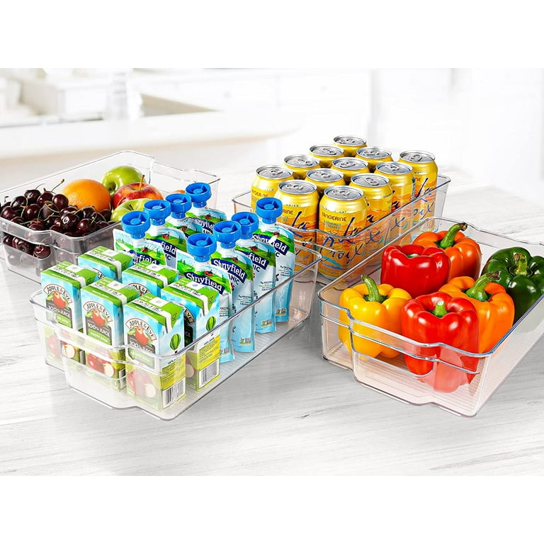 Zulay Kitchen 4 Pack Clear Refrigerator Organizer Bins - Large