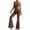 Coffee, variant on Women's Leopard Print Stretch Seamless Yoga Jumpsuits Smooth Soft Comfort Sleeveless Bell-Bottoms Summer Workout Jumpsuit Lightweight Breathable for Casual Wear Black S