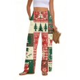 thumbnail image 6 of Lumtrix Wide Leg Pants for Women Xmas Christmas Graphic Elastic Waist Straight Leg Pants Christmas Eve Party Trouser with Pockets Green M, 6 of 7